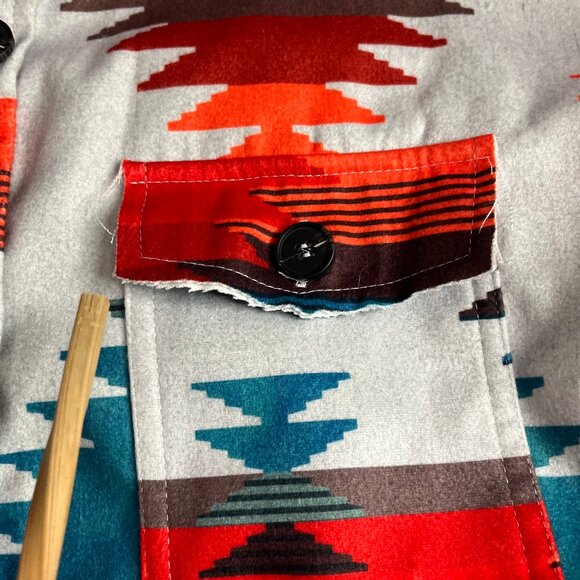 Southwestern Shirt Jacket Fits Size Medium No Tags Handmade Boho Print Cotton - Picture 5 of 12